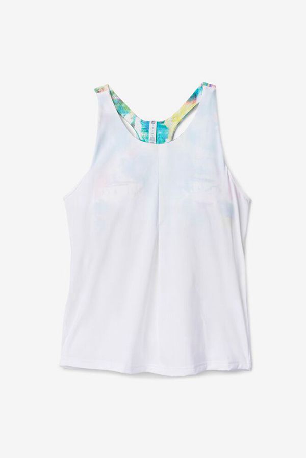 Camisetas Sin Mangas Fila Mujer Blancas - Tie Breaker Double Layer Racerback Tennis - España 728546S